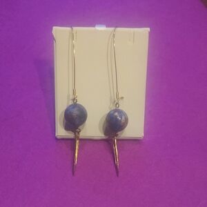Elegant Gold and Blue Dangle Earrings